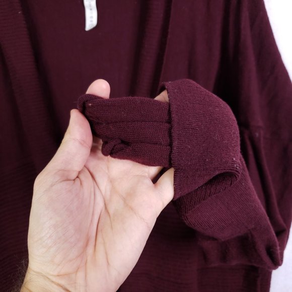 Lululemon Women's Sz 12 100% Merino Wool Open Front Cardigan Wrap Wine Maroon - Picture 5 of 8